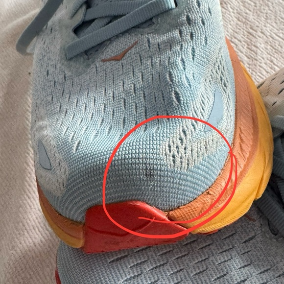 Hoka Clifton 8 Sky Blue with Orange Trim - Picture 4 of 5